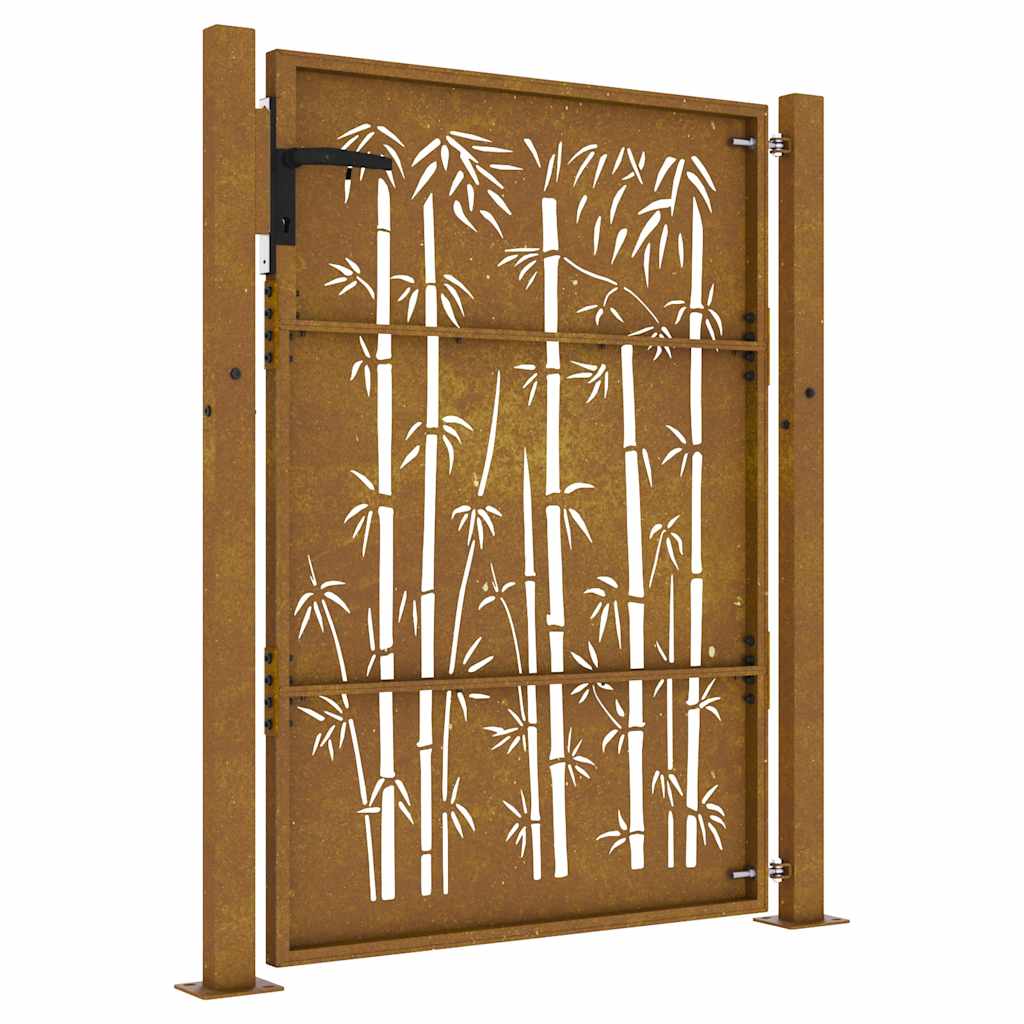 Vrtna vrata 100x150 cm Corten čelik dizajn od bambusa