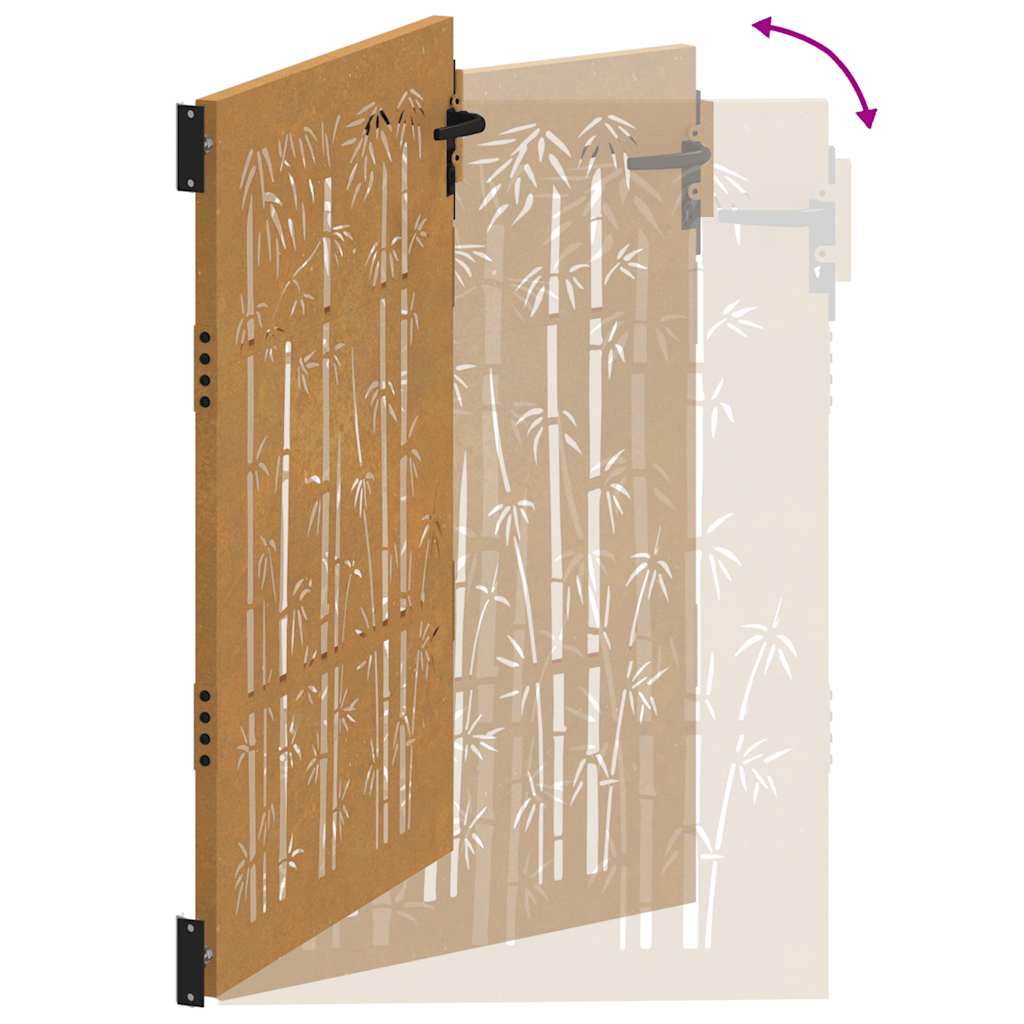 Vrtna vrata 100x150 cm Corten čelik dizajn od bambusa