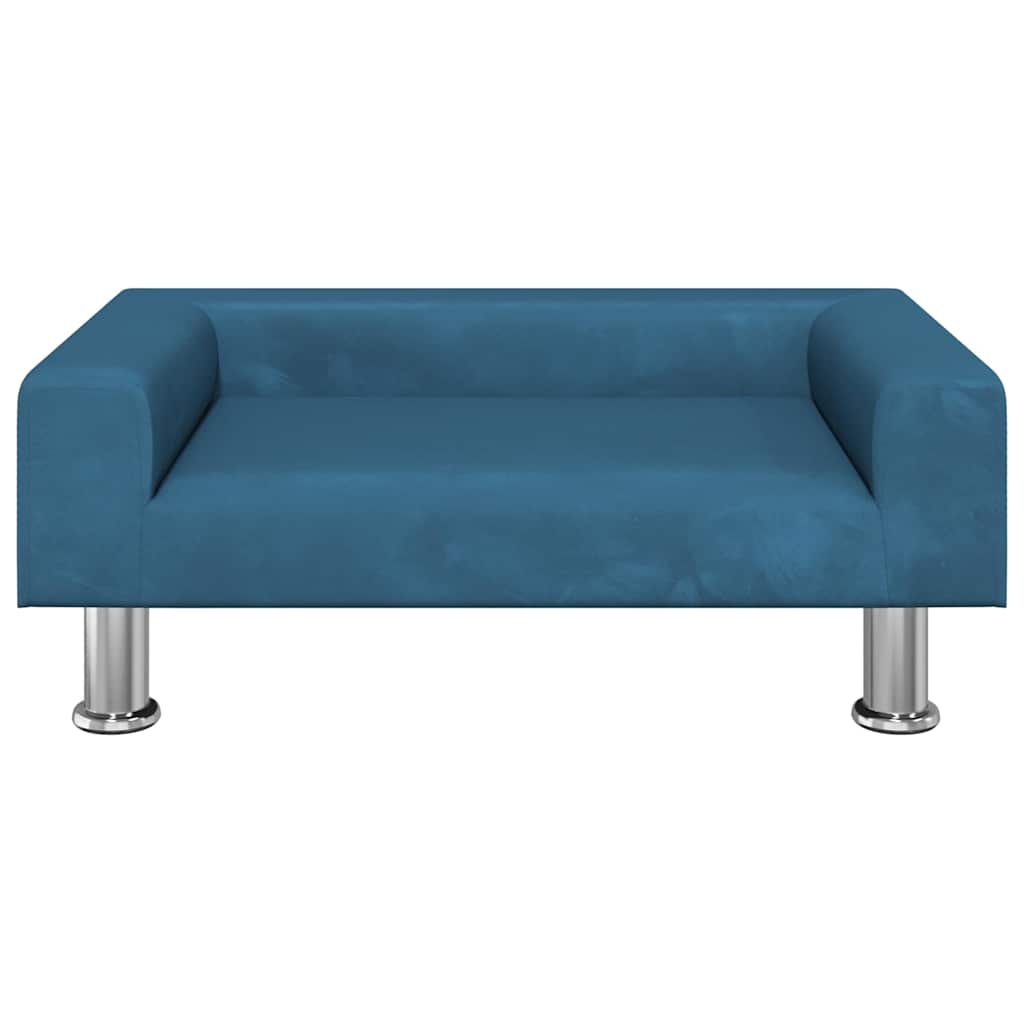 Krevet za pse plavi 70 x 45 x 26,5 cm baršunasti