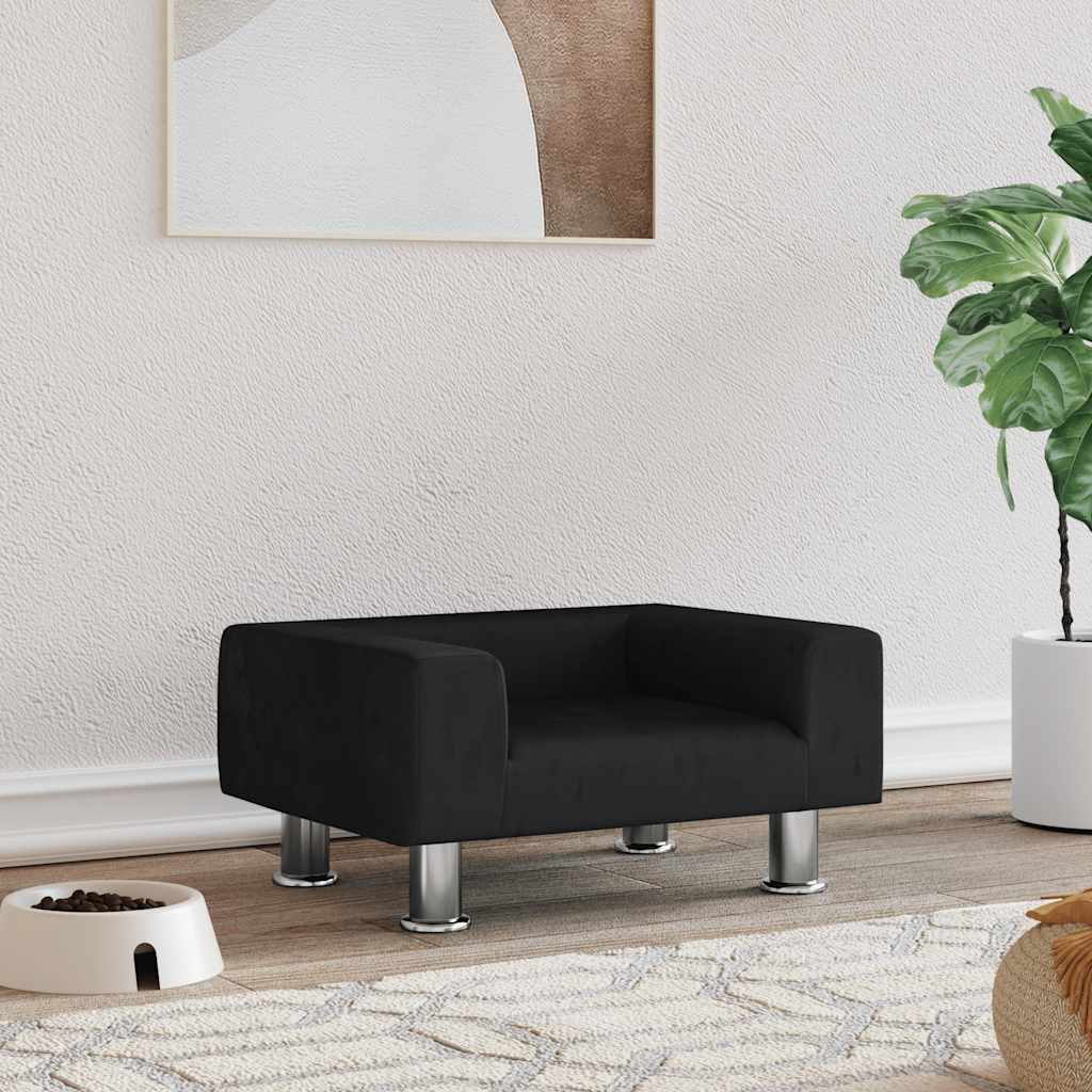 Krevet za pse crni 50x40x26,5 cm baršunasti