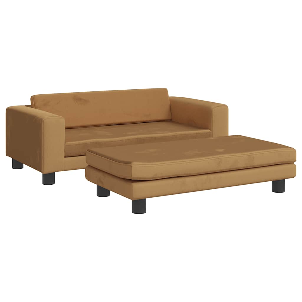 Krevet za pse s produžetkom smeđi 100 x 50 x 30 cm baršunasti