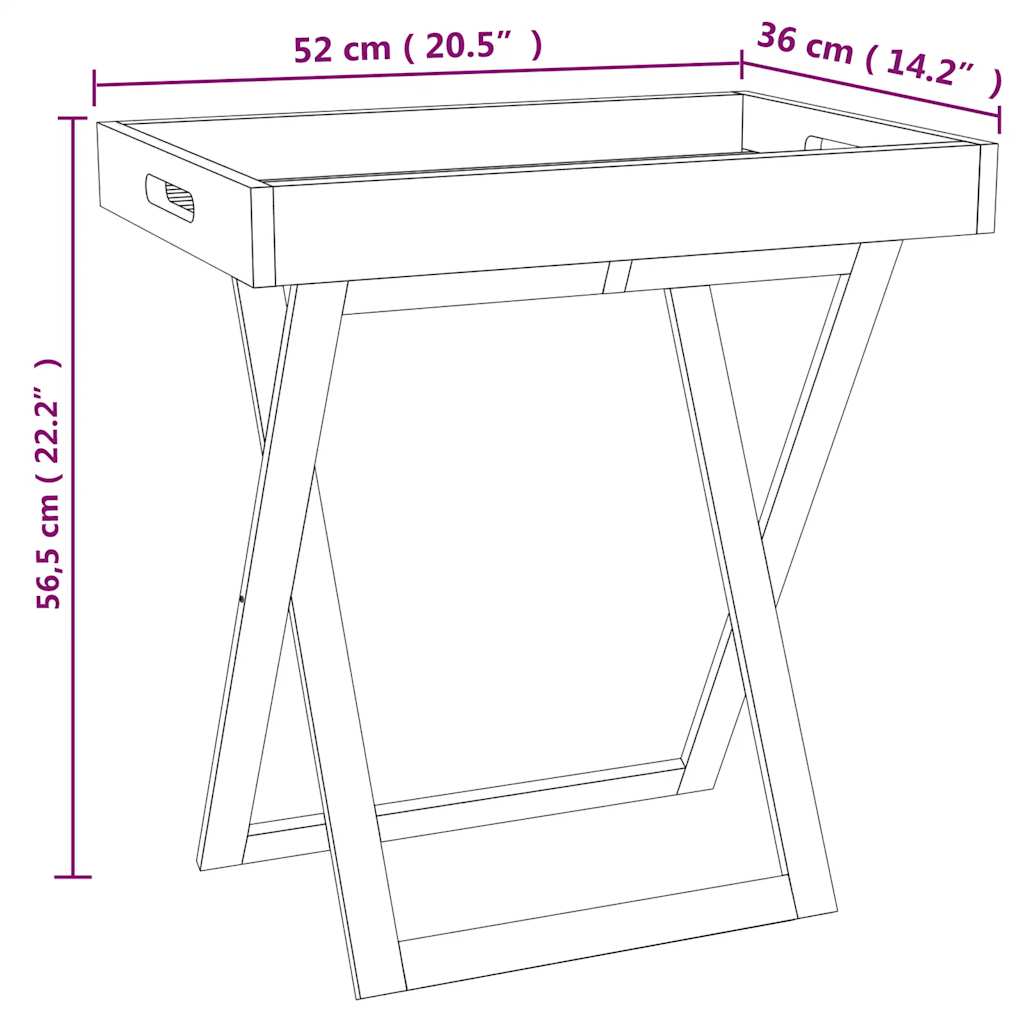 Sklopivi stol s pladnjem 52x36x56,5 cm od masivnog drva oraha