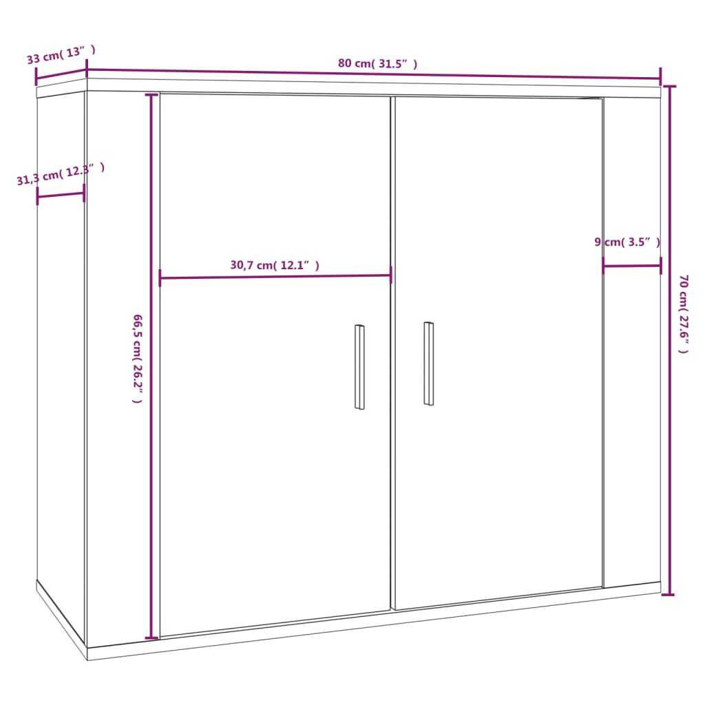 Komoda boja dimljenog hrasta 80x33x70 cm od konstruiranog drva