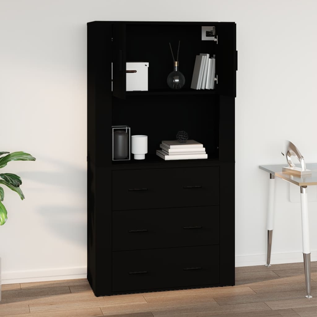Zidni ormarić crni 80 x 33 x 80 cm od konstruiranog drva
