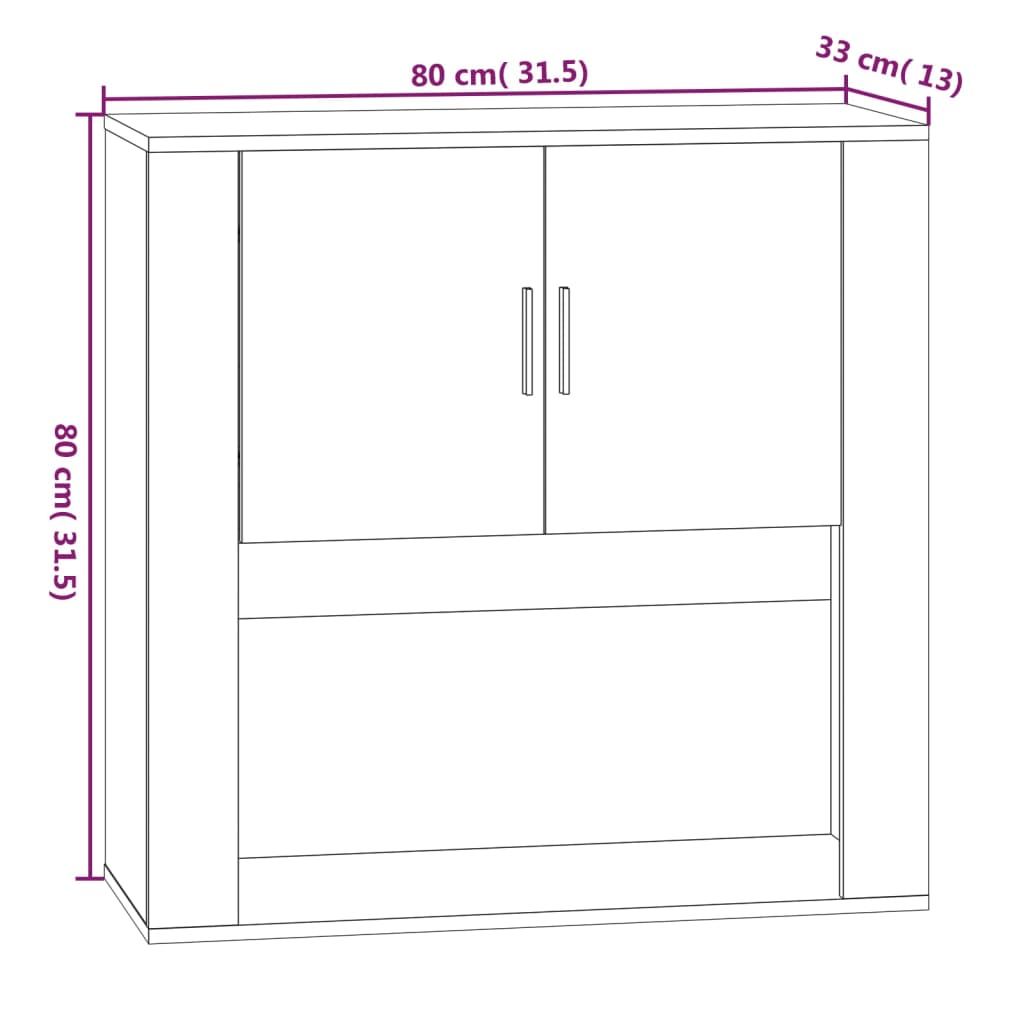 Zidni ormarić dimljenog hrasta 80x33x80 cm konstruirano drvo