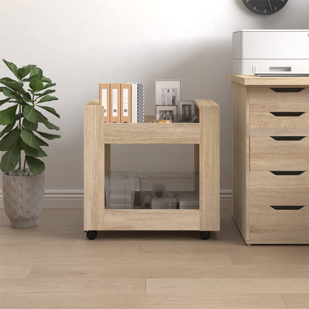 Kolica za radni stol boja hrasta 60x45x60 cm konstruirano drvo
