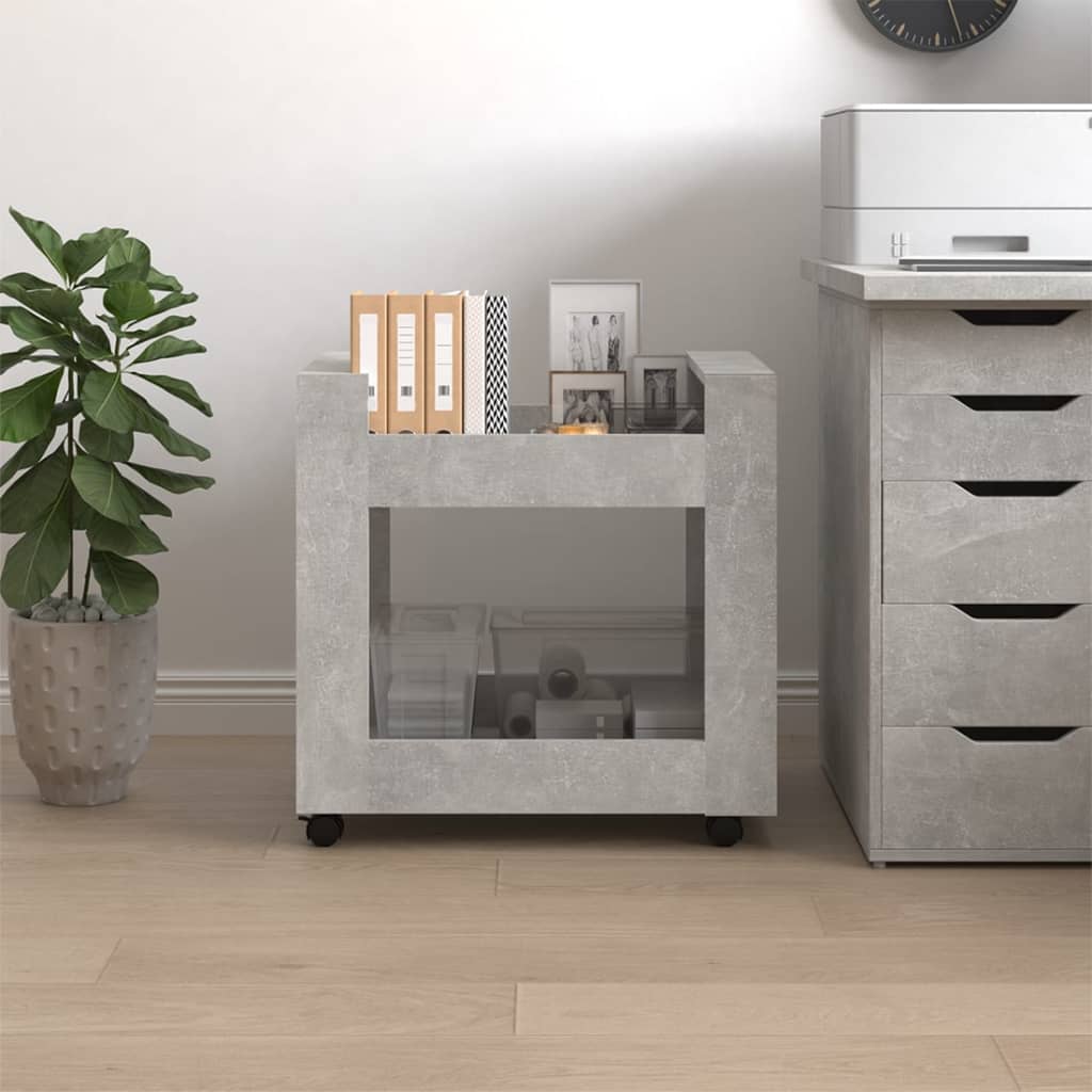 Kolica za radni stol boja betona 60x45x60 cm konstruirano drvo