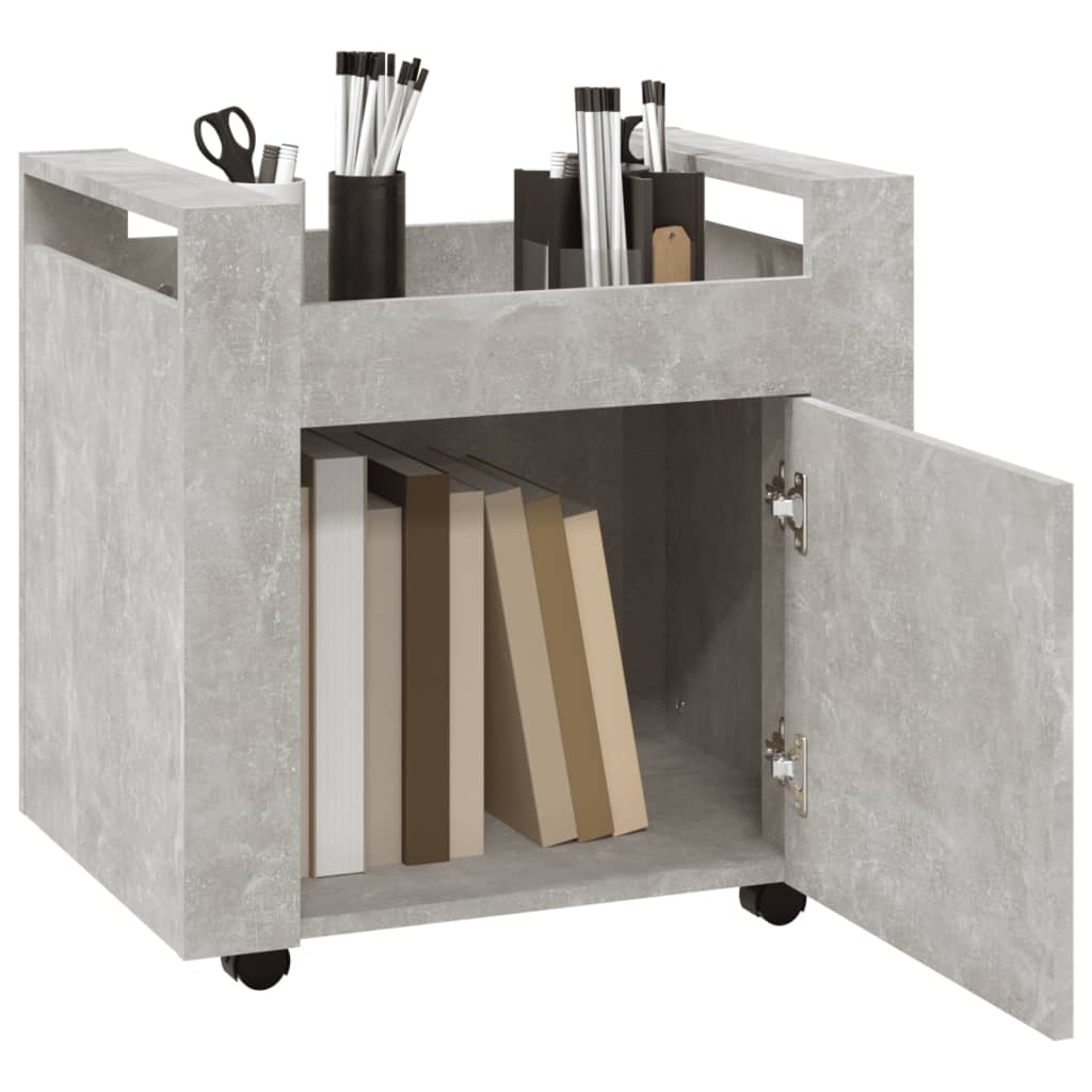 Kolica za radni stol boja betona 60x45x60 cm konstruirano drvo