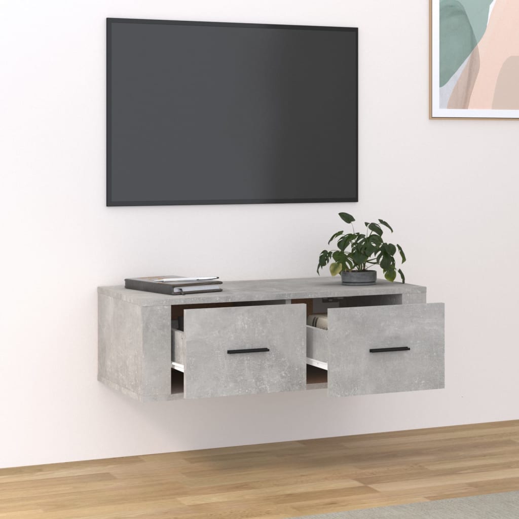 Viseći TV ormarić siva boja betona 80x36x25cm konstruirano drvo