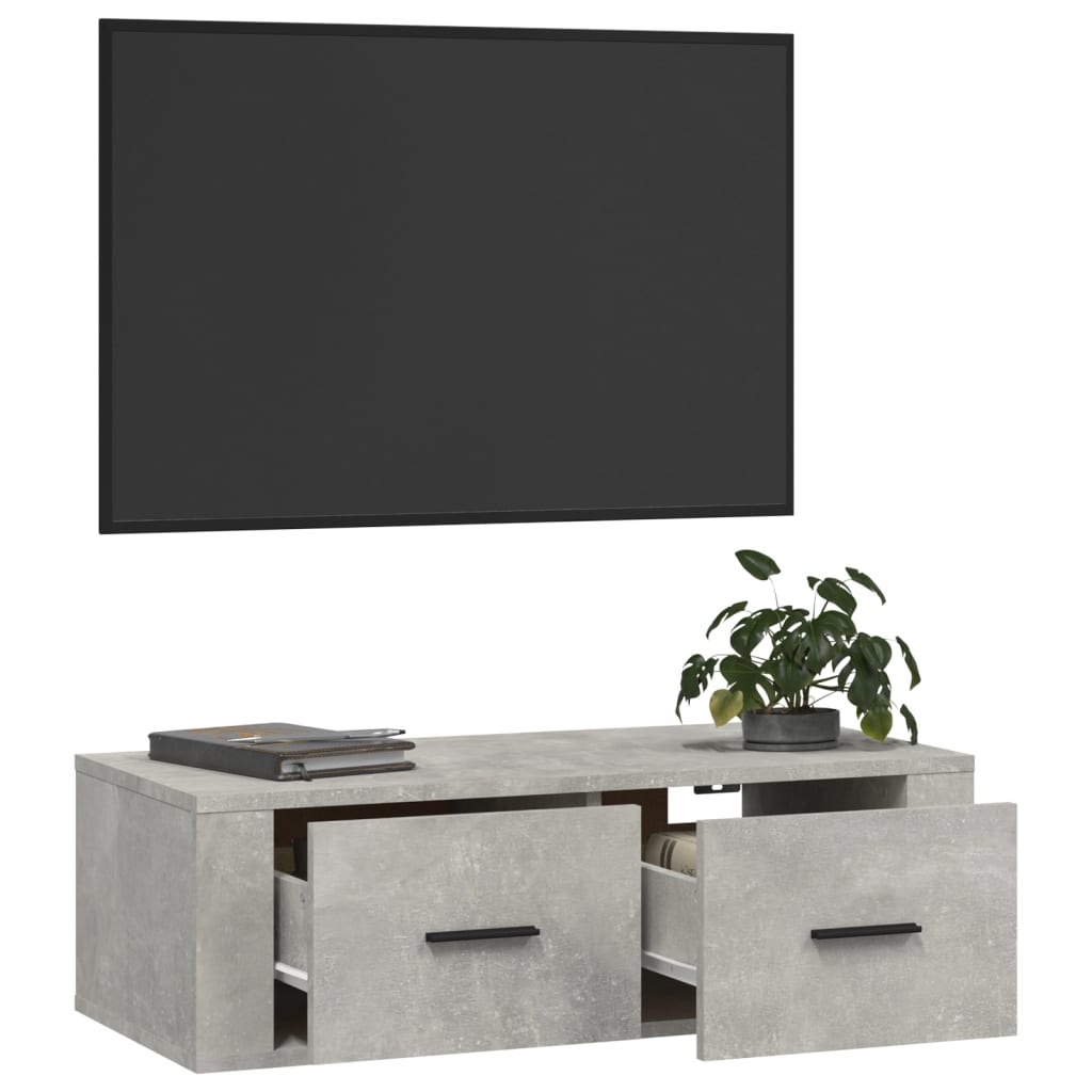 Viseći TV ormarić siva boja betona 80x36x25cm konstruirano drvo