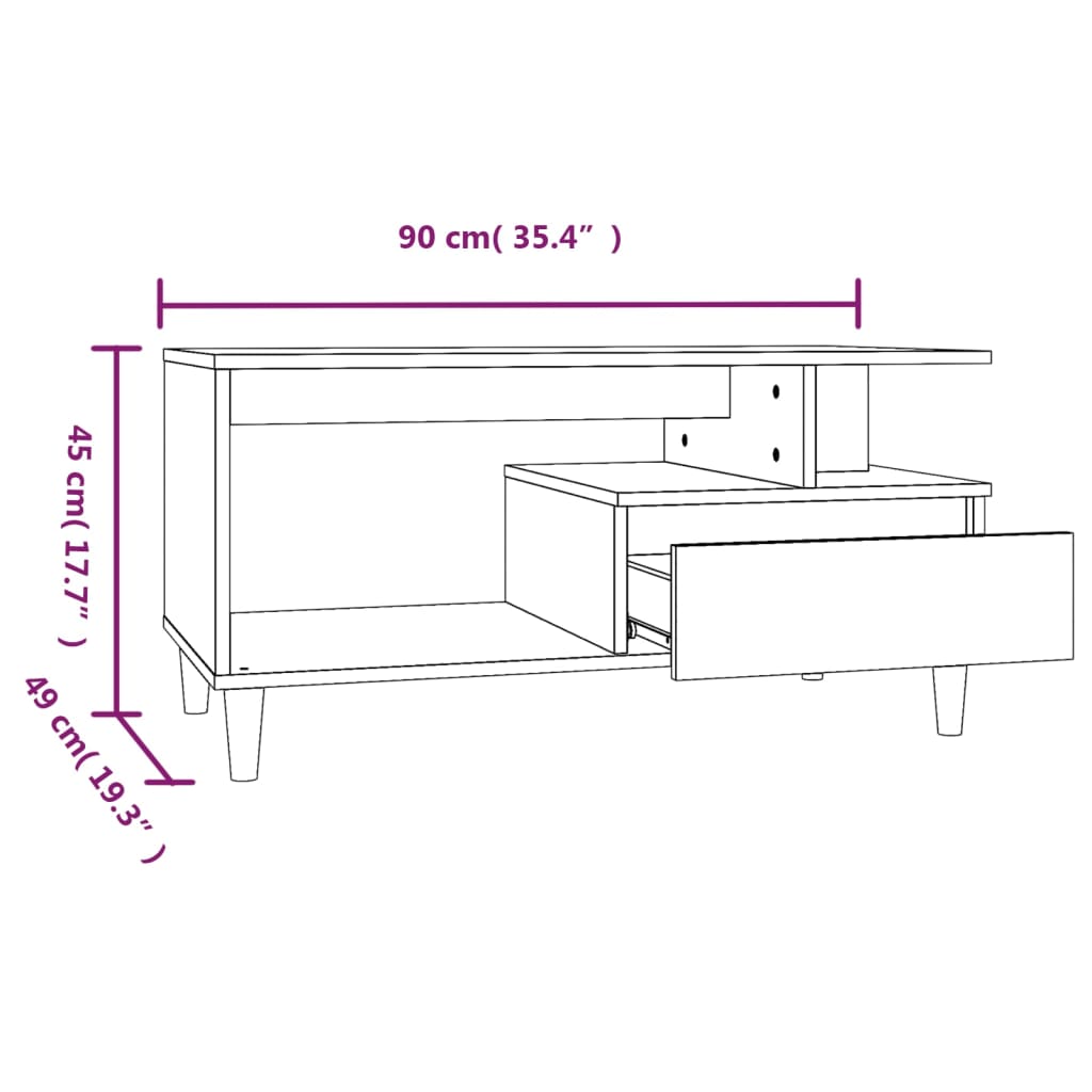 Stolić za kavu boja hrasta 90x49x45 cm konstruirano drvo