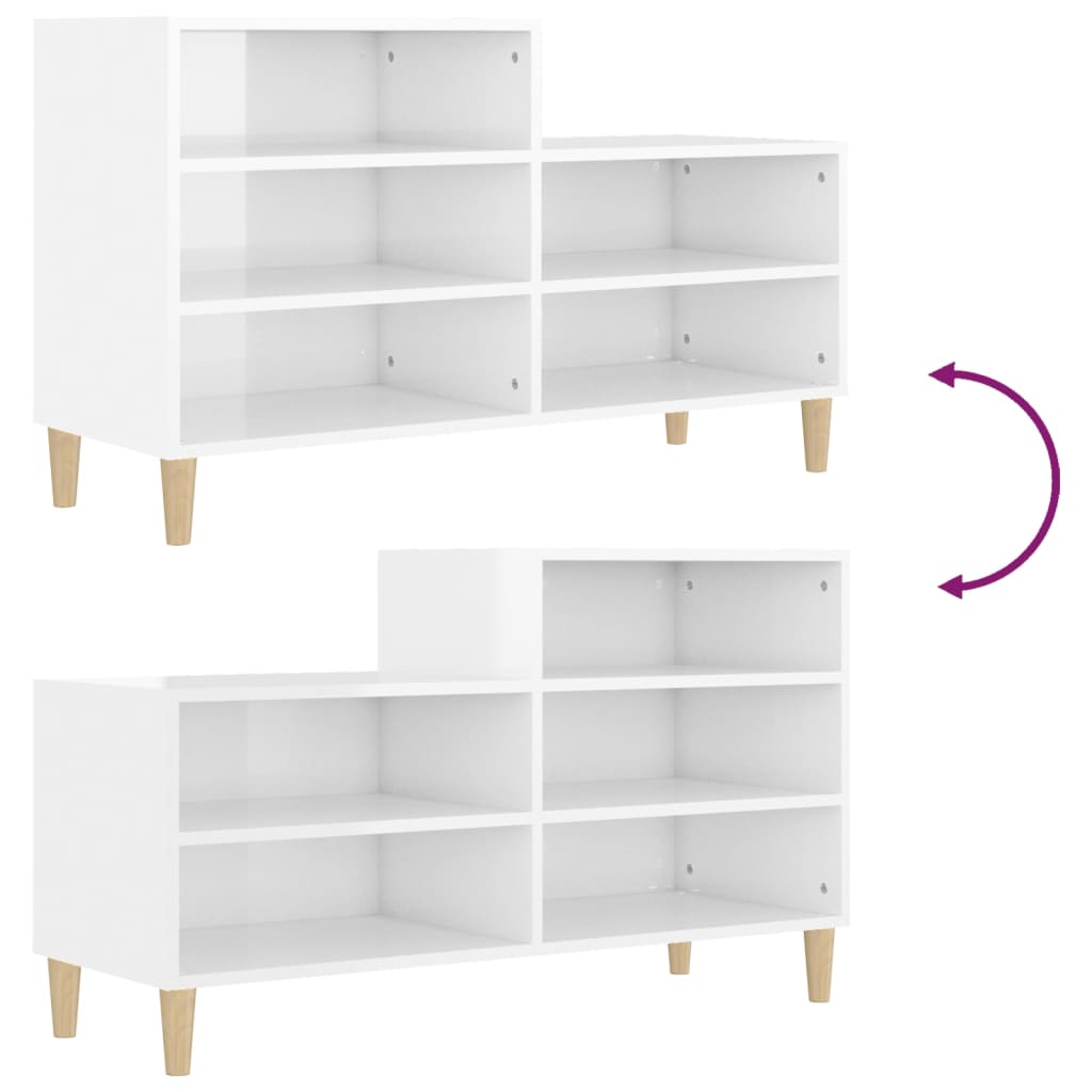 Ormarić za cipele sjajni bijeli 102x36x60 cm konstruirano drvo