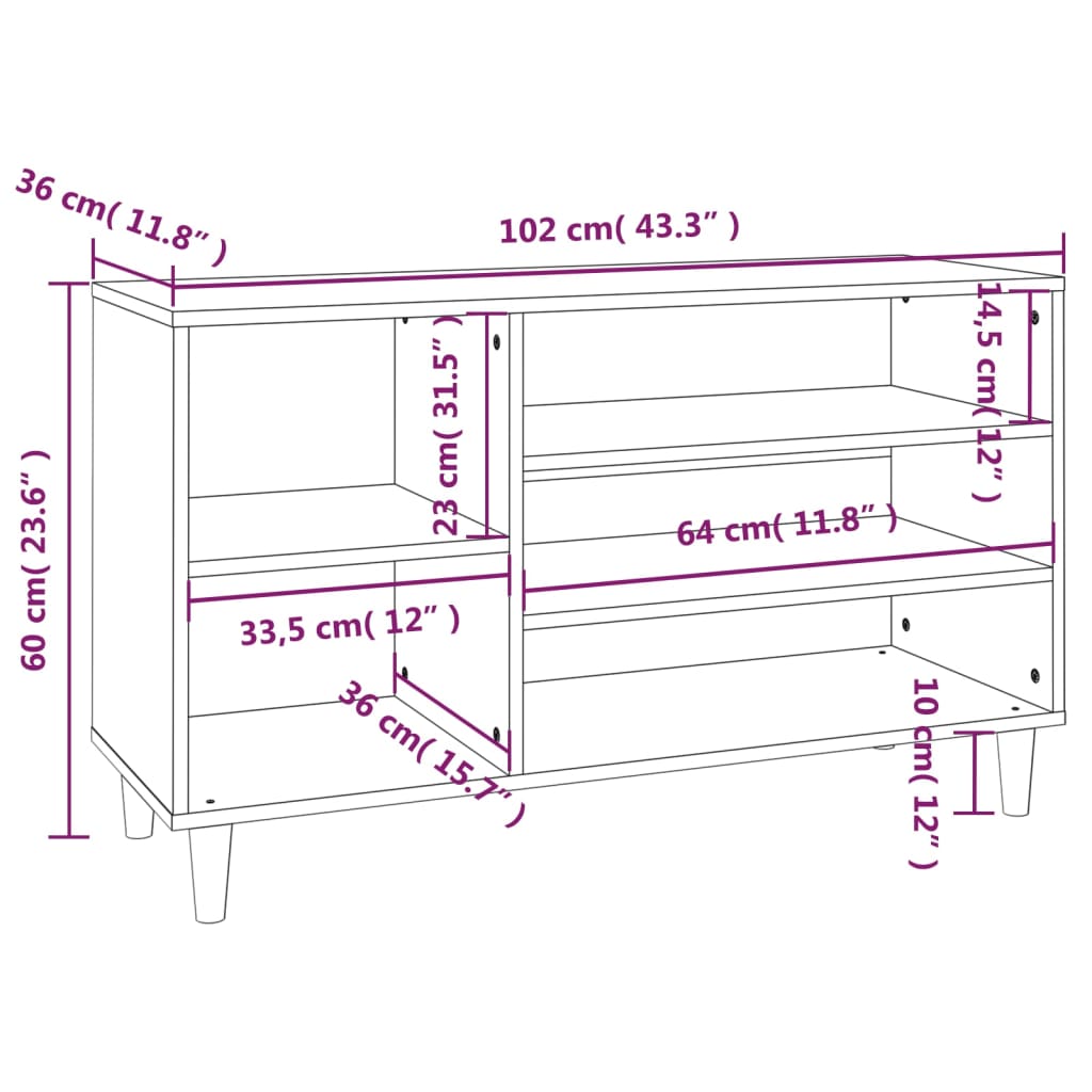 Ormarić za cipele crni 102 x 36 x 60 cm od konstruiranog drva