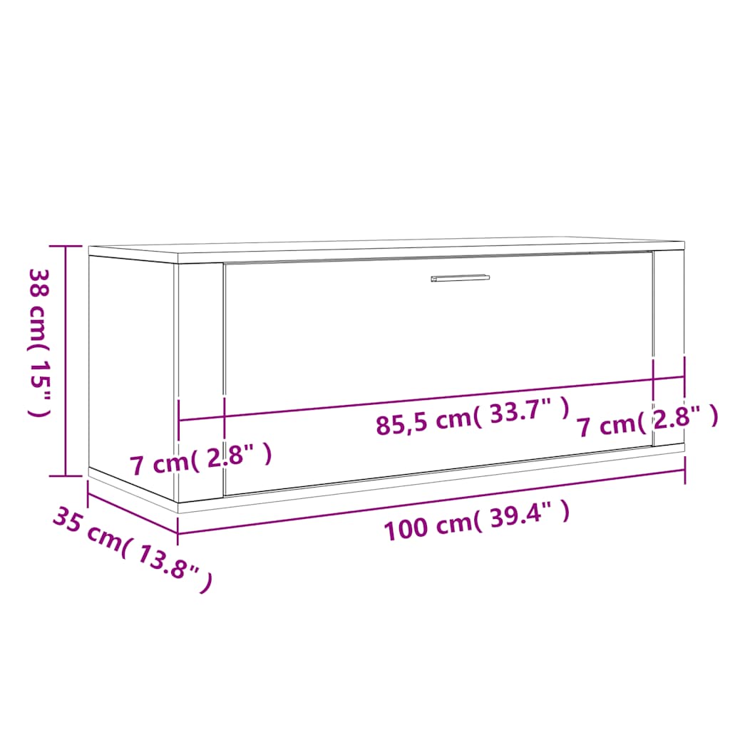 Ormarić za cipele bijeli 100 x 35 x 38 cm od konstruiranog drva