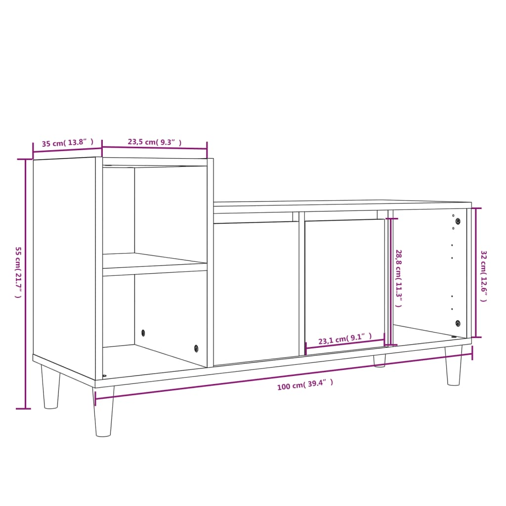 TV ormarić sjajni bijeli 100 x 35 x 55 cm od konstruiranog drva