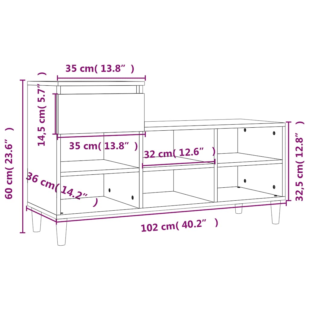 Ormarić za cipele bijeli 102 x 36 x 60 cm od konstruiranog drva