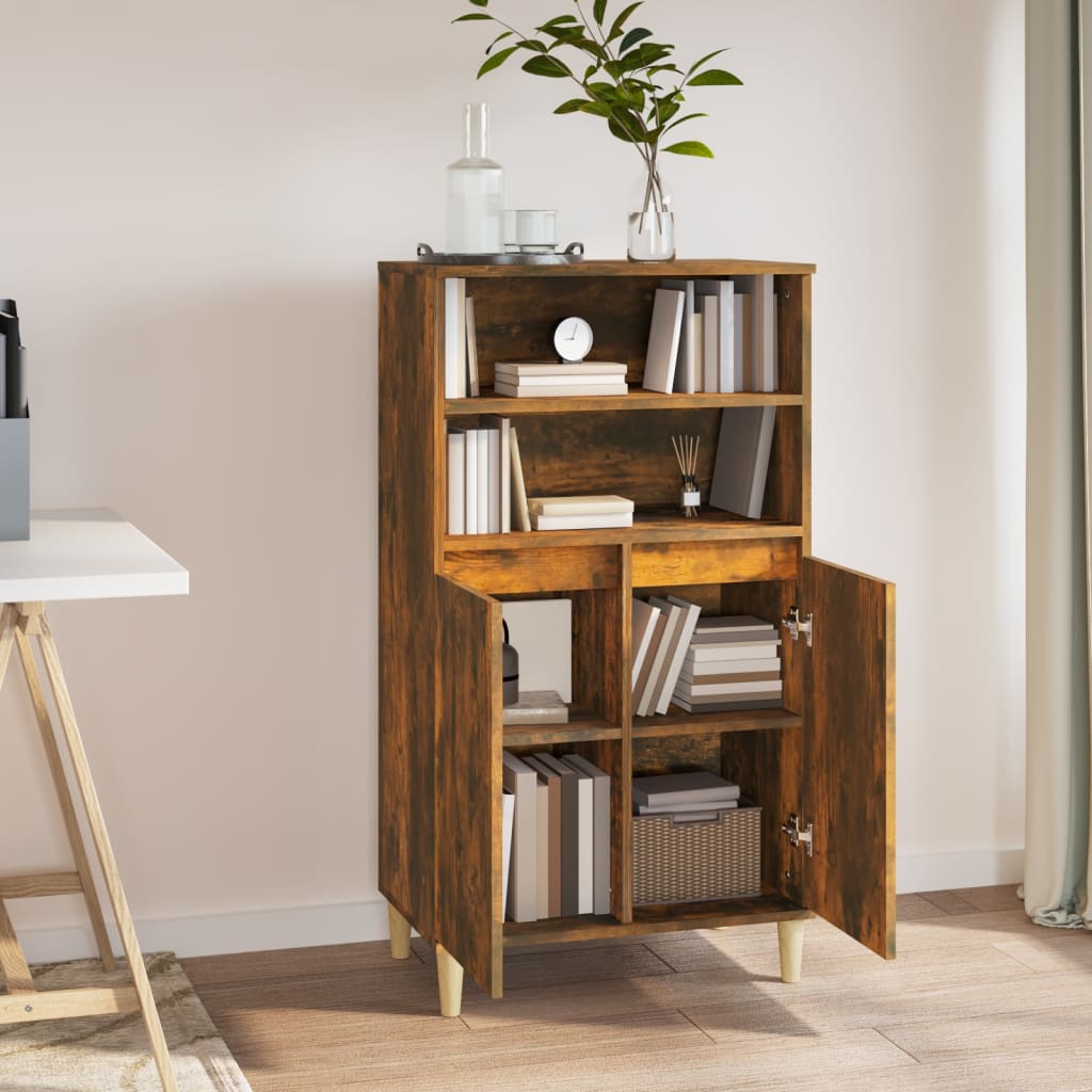 Visoka komoda dimljenog hrasta 60x36x110 cm konstruiranog drva
