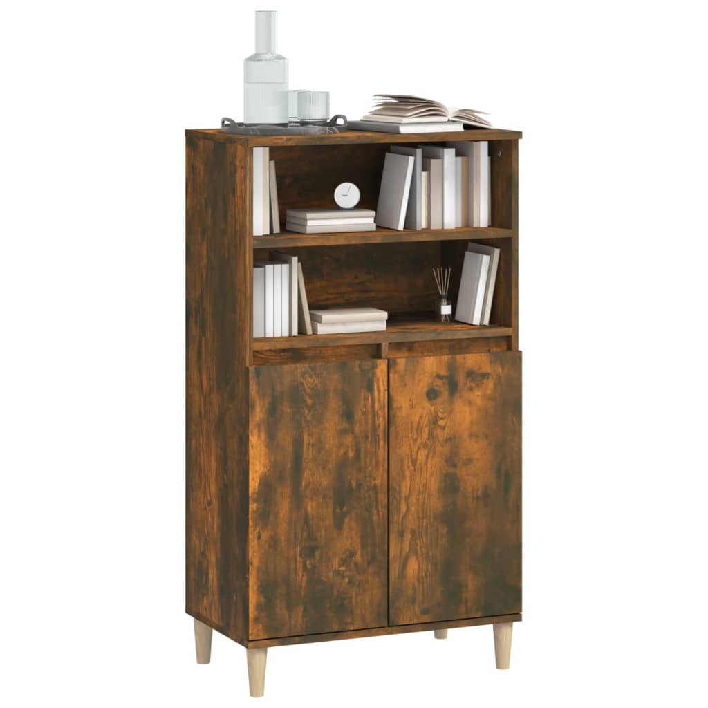 Visoka komoda dimljenog hrasta 60x36x110 cm konstruiranog drva