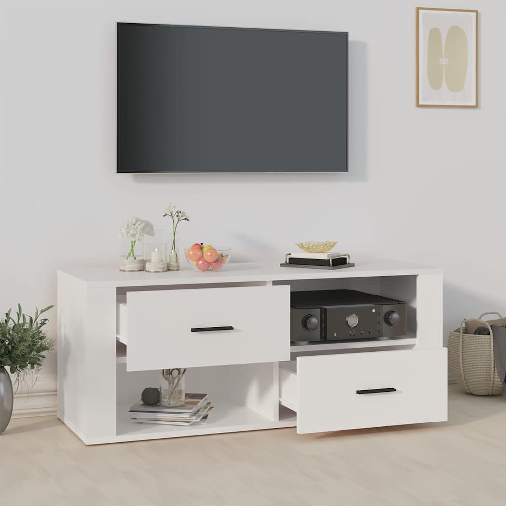 TV ormarić bijeli 100 x 35 x 40 cm od konstruiranog drva Bijela