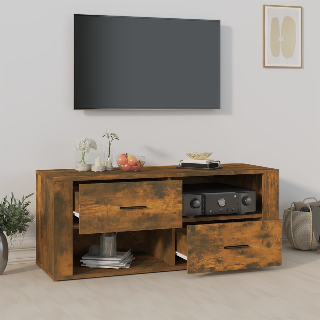 TV ormarić boja dimljenog hrasta 100x35x40 cm konstruirano drvo