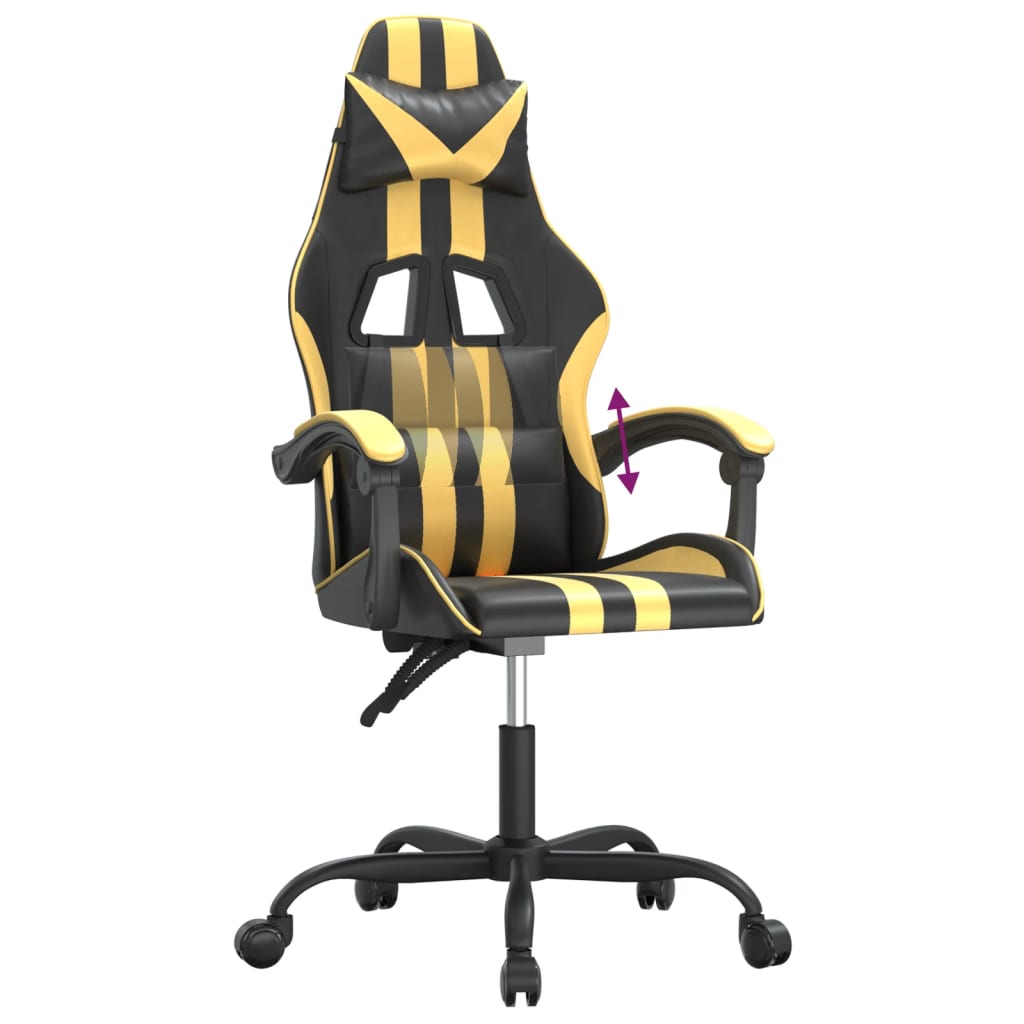 Igraća stolica crno-zlatna od umjetne kože