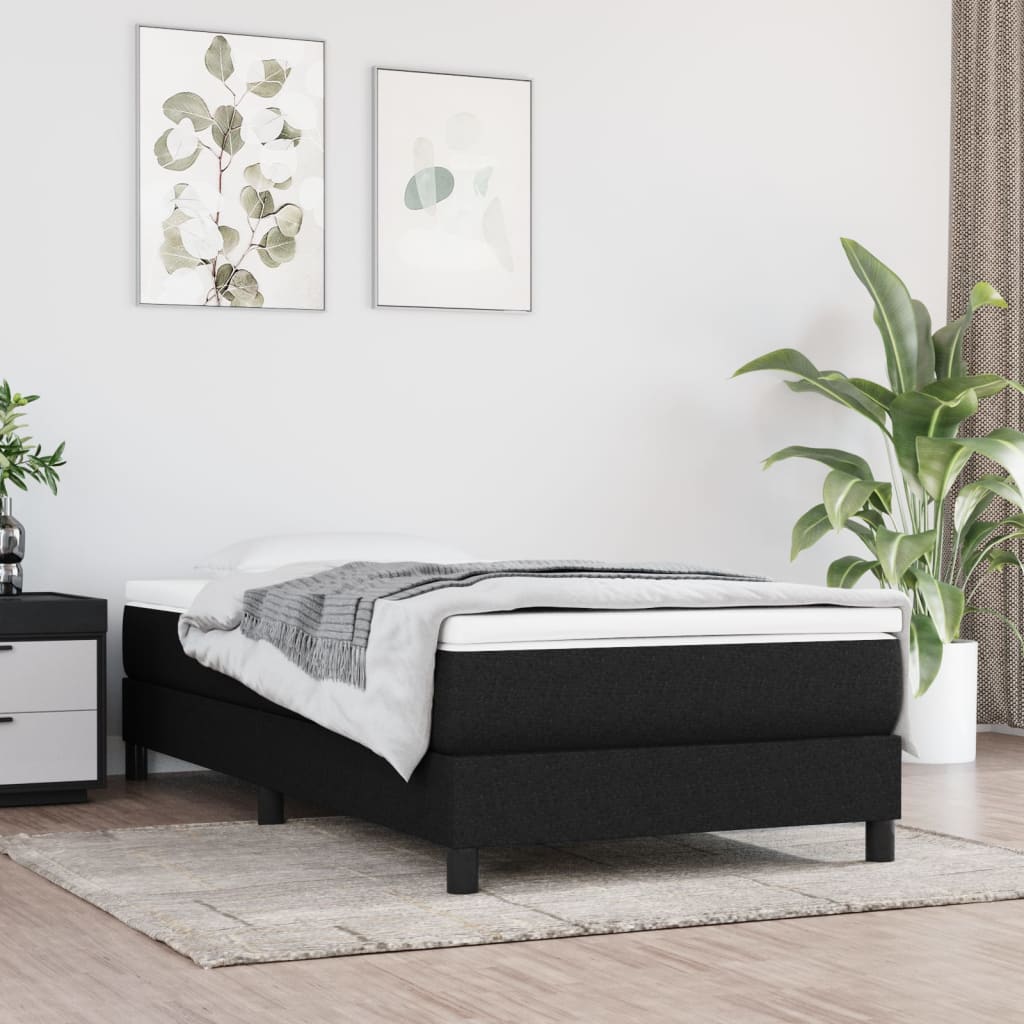 Okvir za krevet s oprugom crni 90x200cm od tkanine