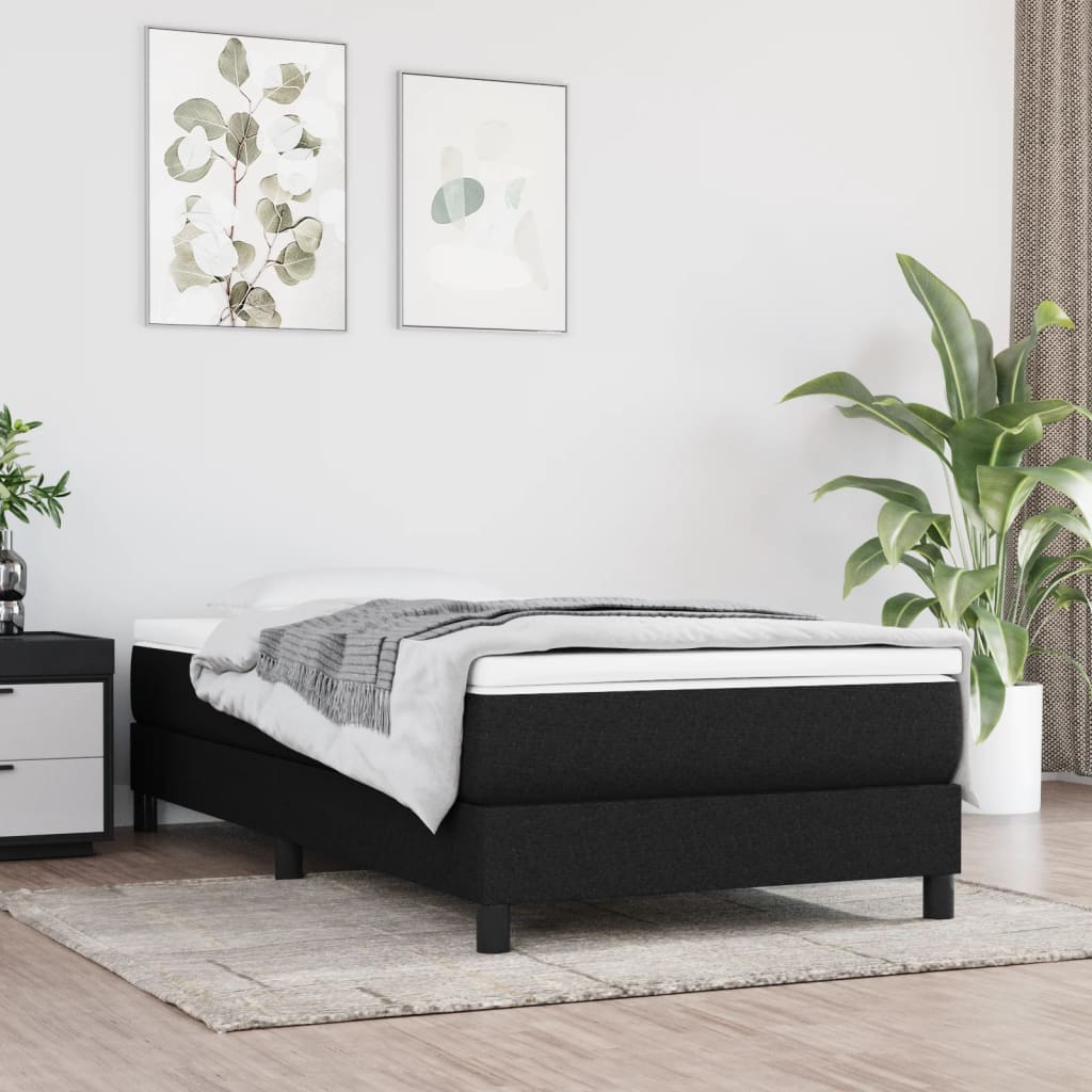 Okvir za krevet s oprugom crni 100x200 cm od tkanine