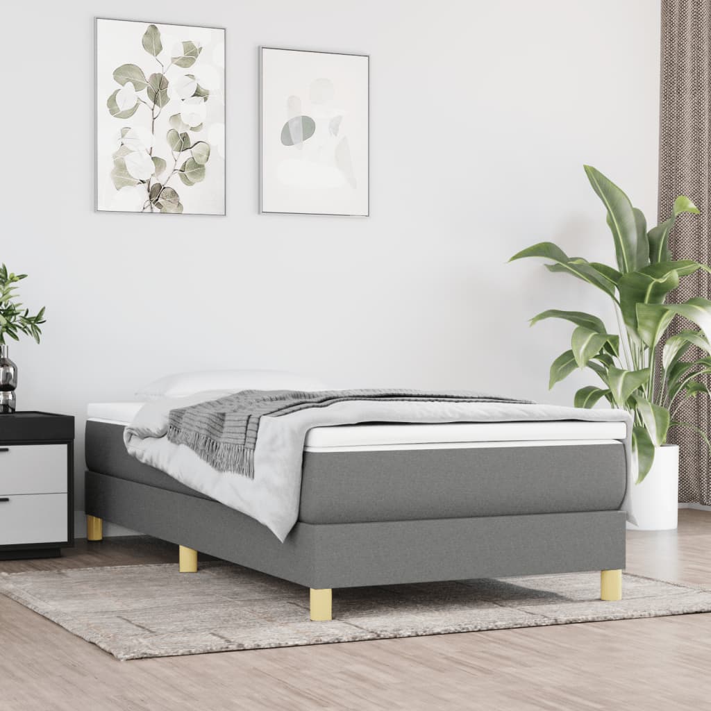 Okvir za krevet s oprugom tamnosivi 80x200 cm od tkanine