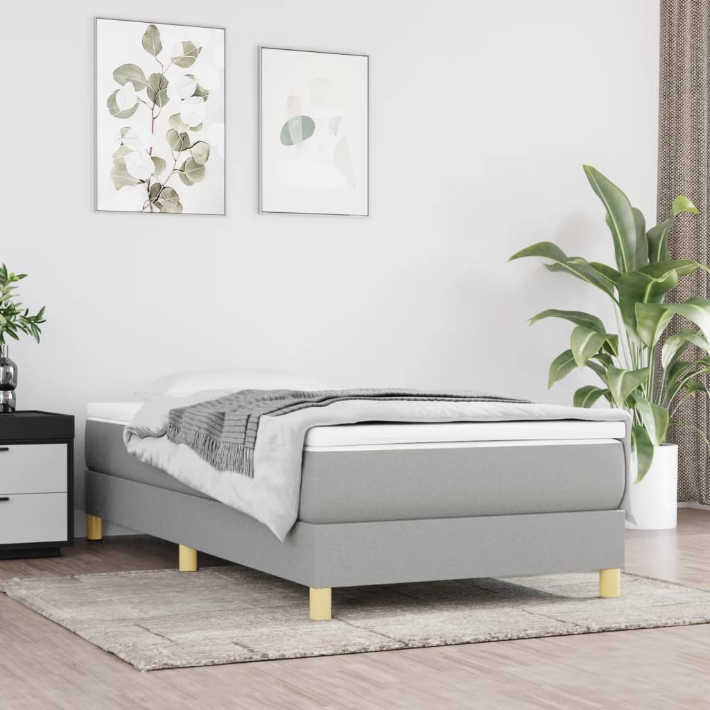 Okvir za krevet s oprugom svjetlosivi 90x190 cm od tkanine