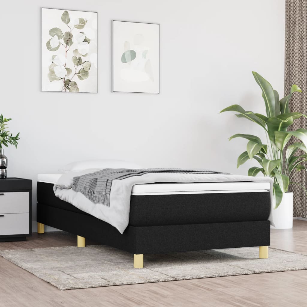 Okvir za krevet s oprugom crni 90x200cm od tkanine