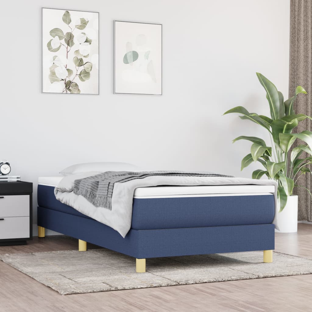 Okvir za krevet s oprugom plava 90x200cm od tkanine