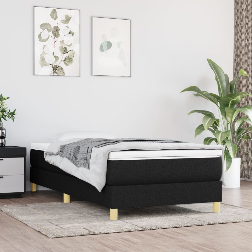 Okvir za krevet s oprugom crni 100x200 cm od tkanine