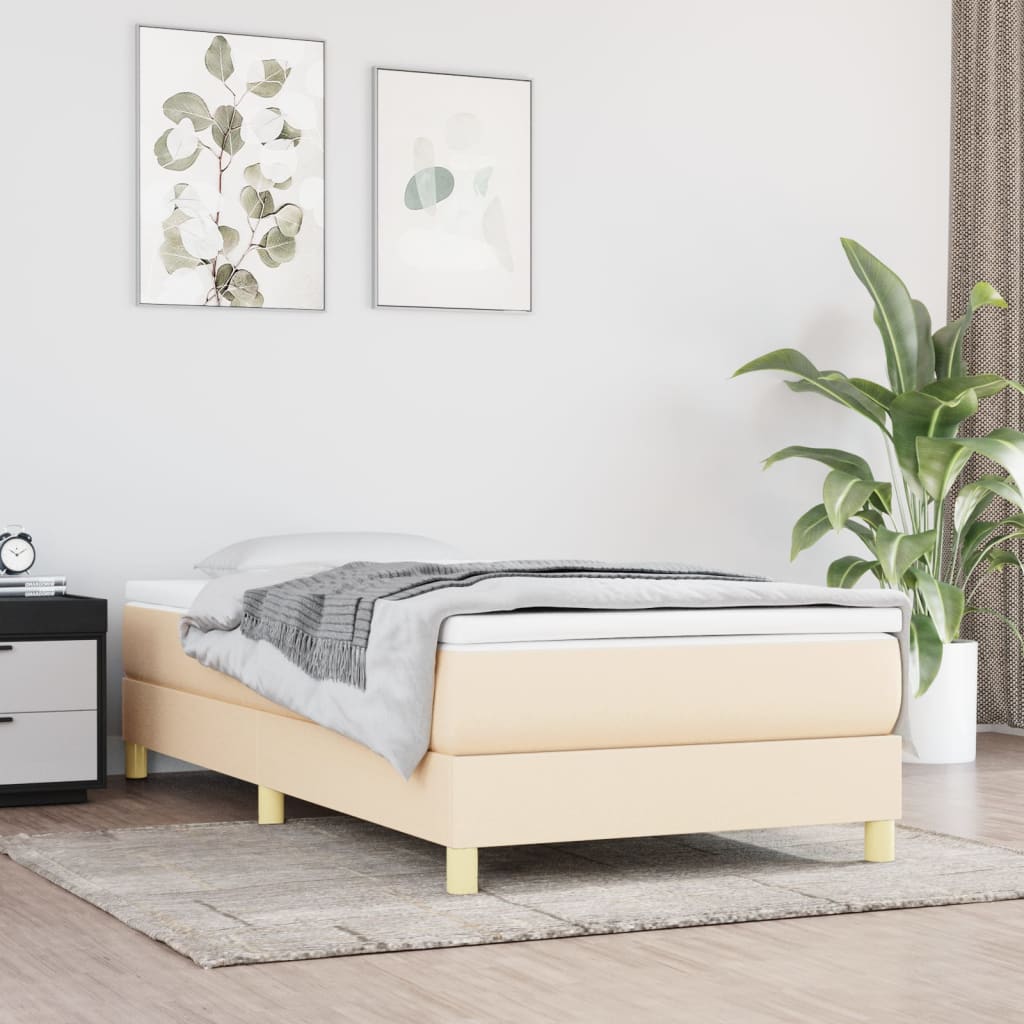 Okvir za krevet s oprugom krem 100 x 200 cm od tkanine