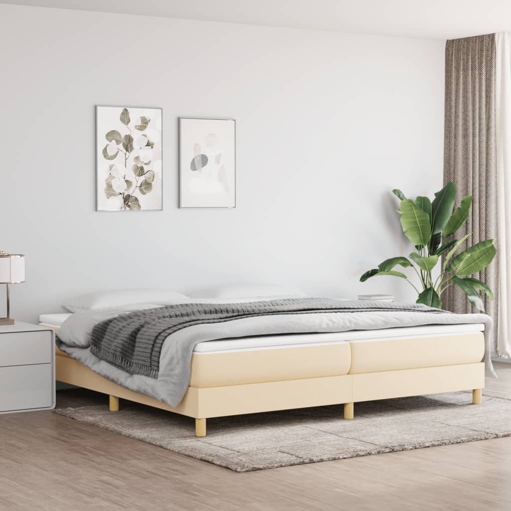 Okvir za krevet s oprugom krem 200x200 cm od tkanine