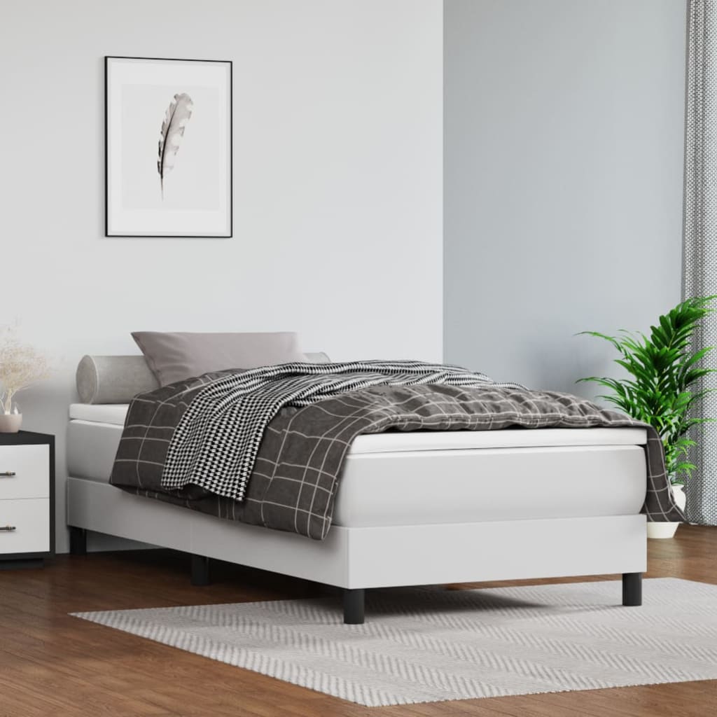 Okvir za krevet s oprugom bijeli 80 x 200 cm od umjetne kože
