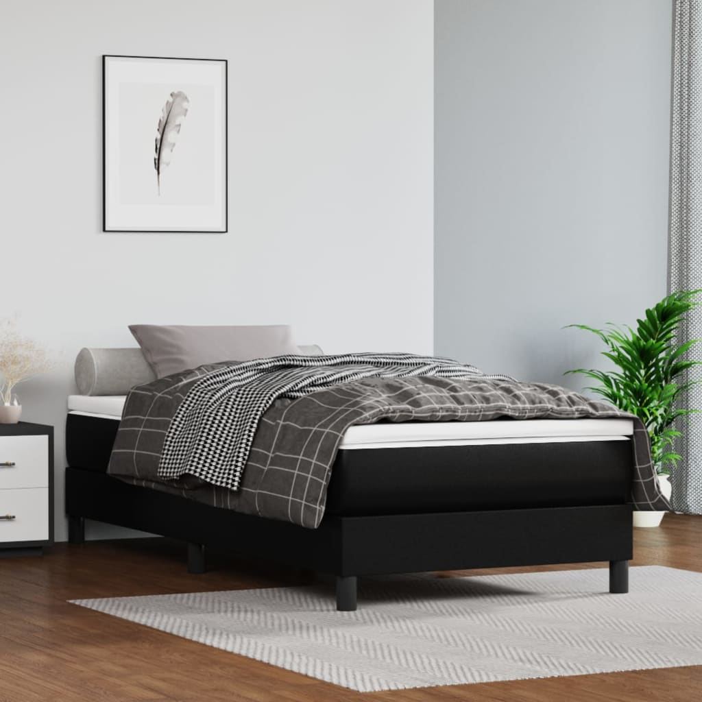 Okvir za krevet s oprugom crni 90x200 cm od umjetne kože