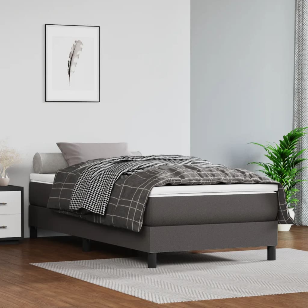 Okvir za krevet s oprugom sivi 100x200 cm od umjetne kože
