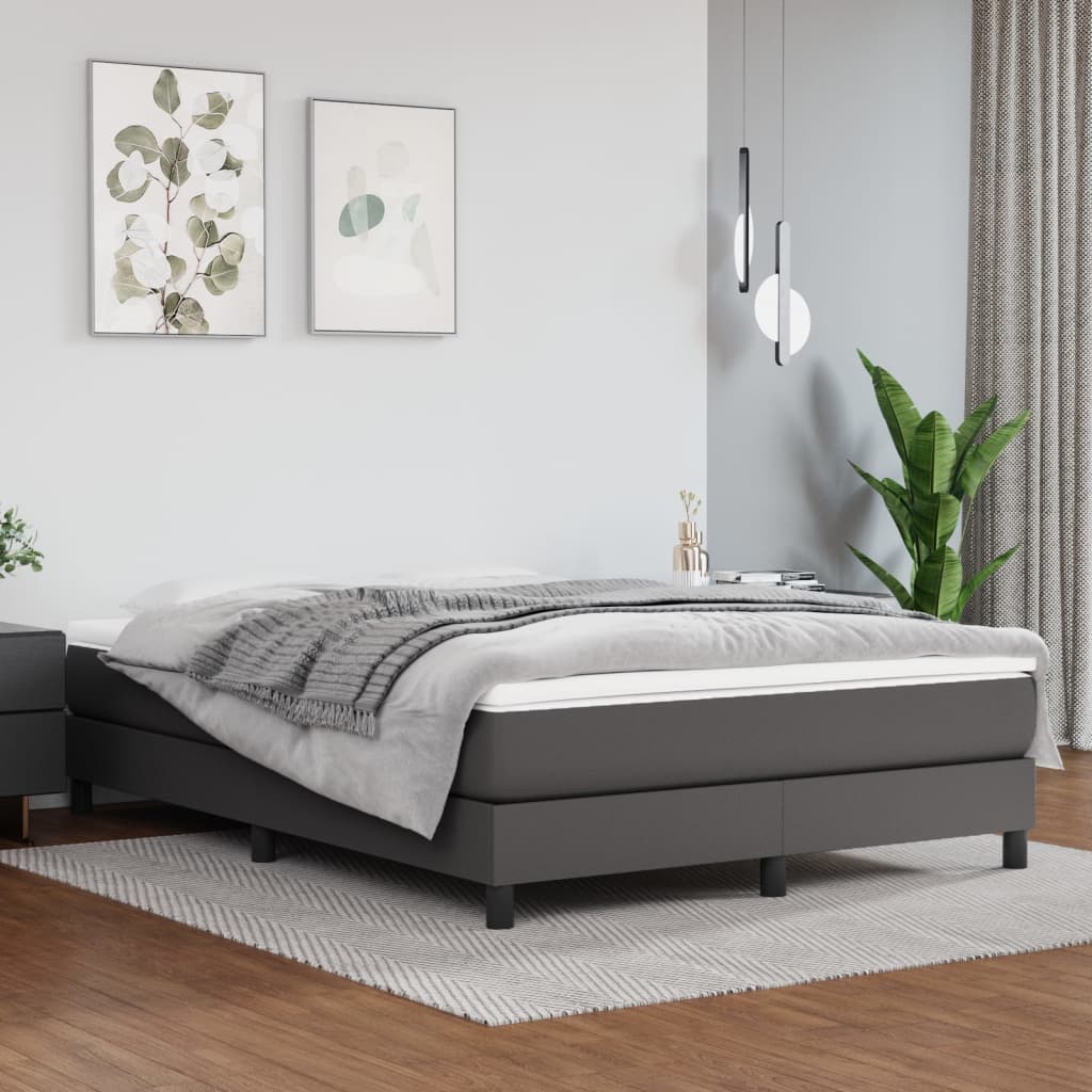 Okvir za krevet s oprugom sivi 140x190 cm od umjetne kože