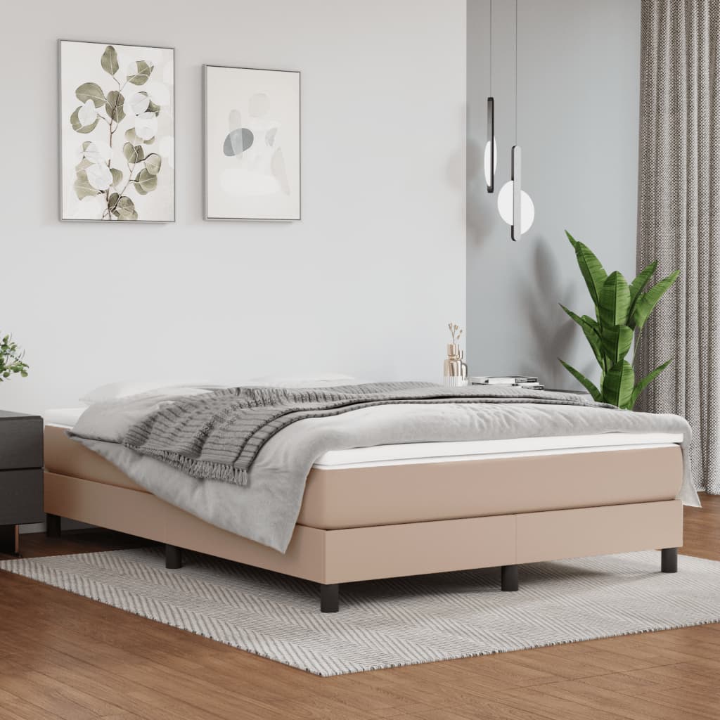 Okvir za krevet s oprugom boja cappuccina 140x200 cm od umjetne kože