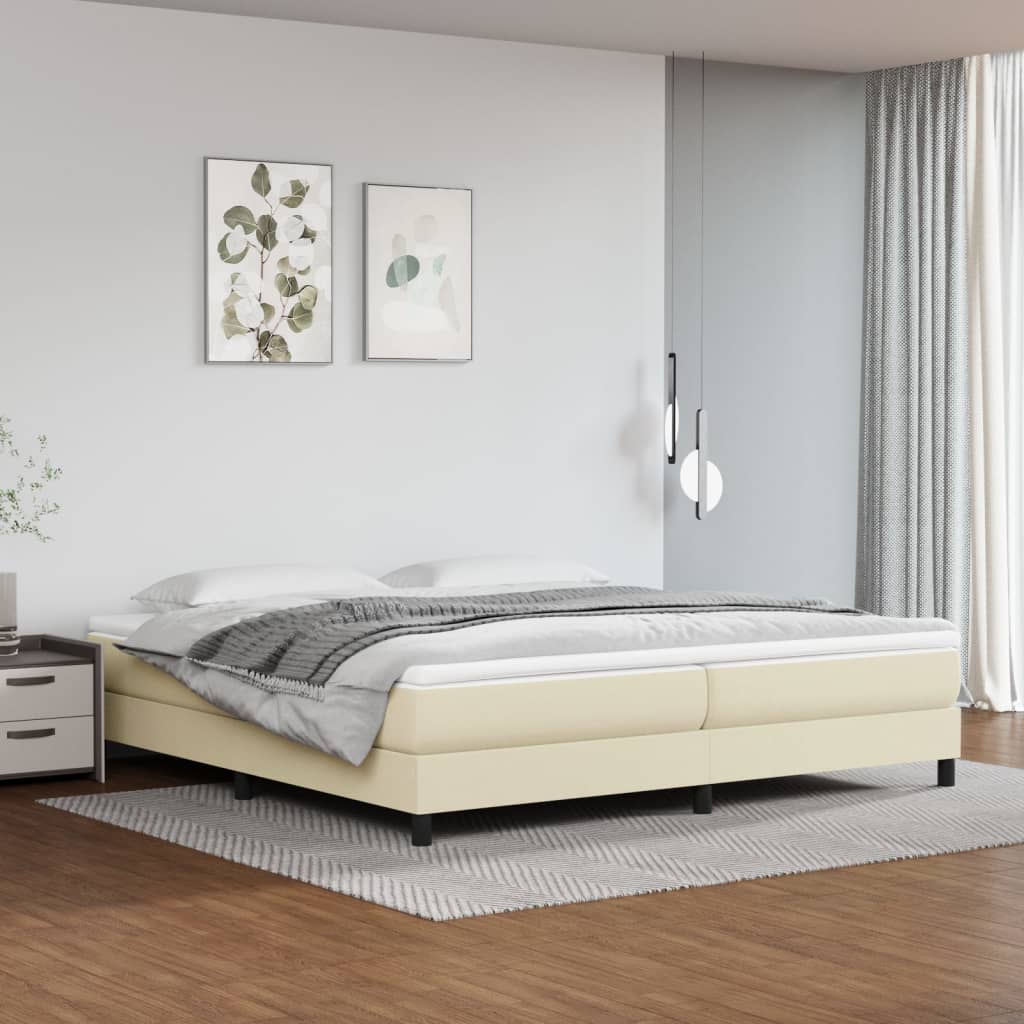 Okvir za krevet s oprugom krem 200x200 cm od umjetne kože