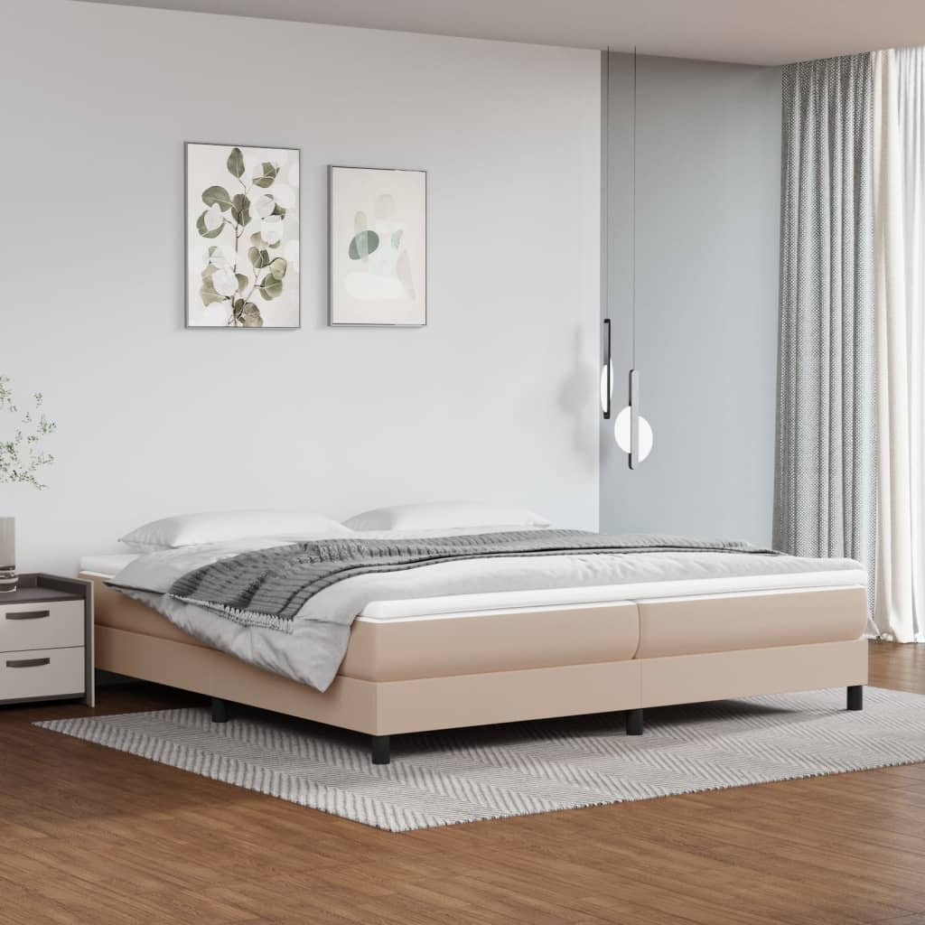 Okvir za krevet s oprugom boja cappuccina 200x200 cm od umjetne kože
