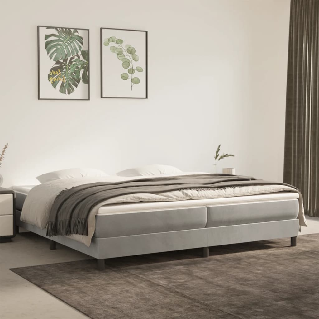 Okvir za krevet s oprugom svjetlosivi 200 x 200 cm baršunasti