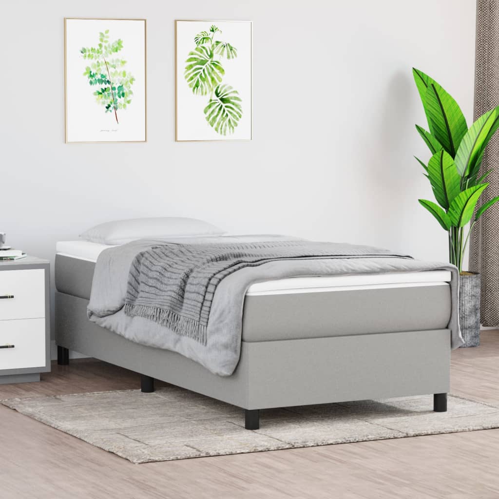 Okvir za krevet s oprugom svjetlosivi 90x200 cm od tkanine