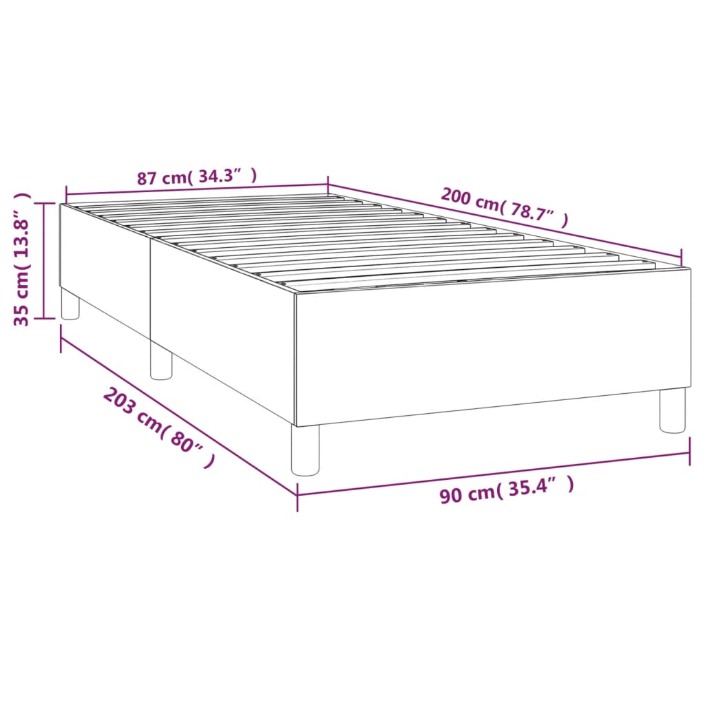 Okvir za krevet s oprugom smeđesivi 90x200cm od tkanine