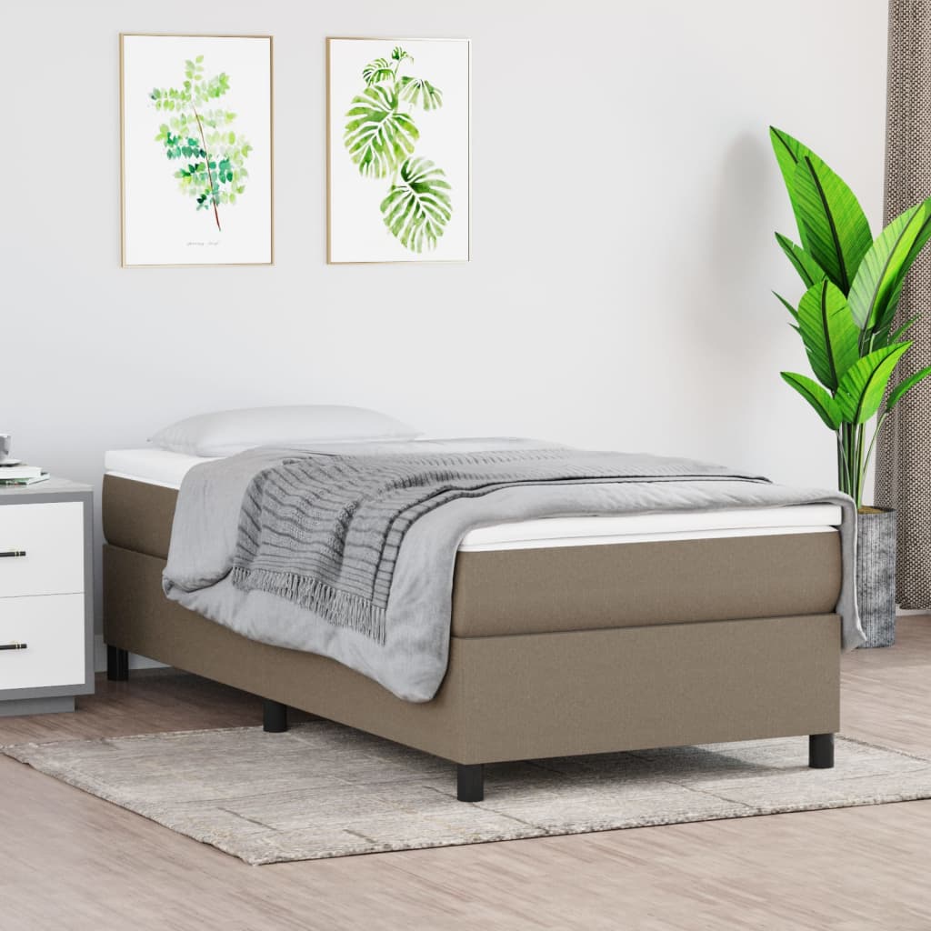 Okvir za krevet s oprugom smeđesivi 90x200cm od tkanine