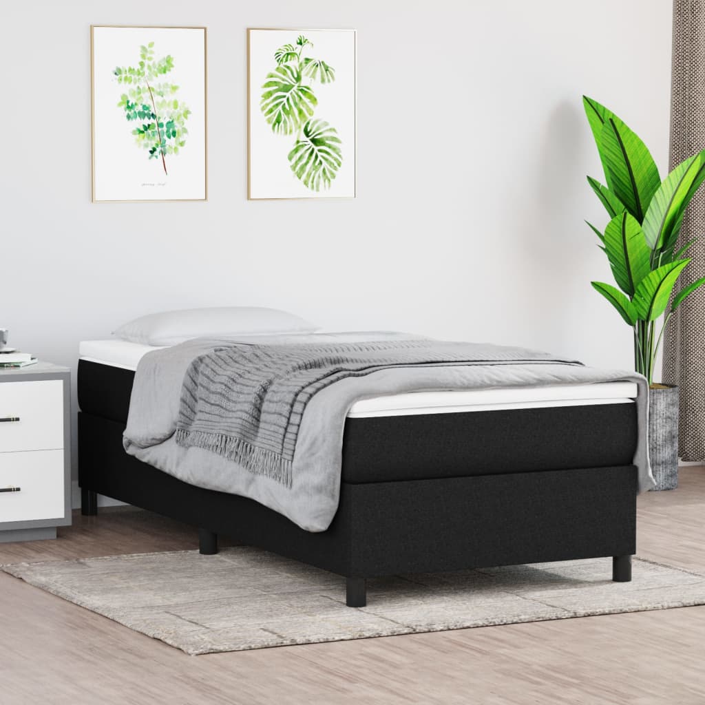 Okvir za krevet s oprugom crni 100x200 cm od tkanine