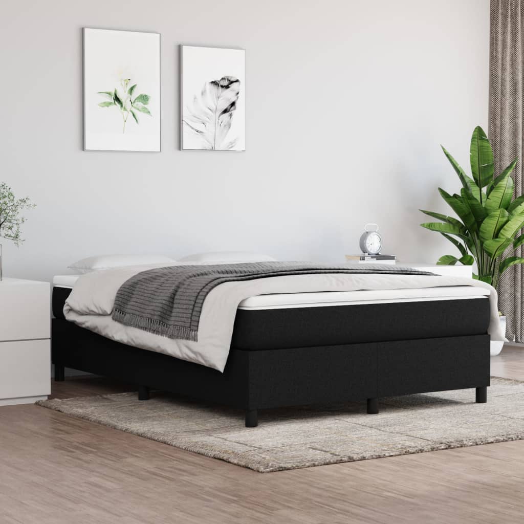 Okvir za krevet s oprugom crni 140 x 190 cm od tkanine