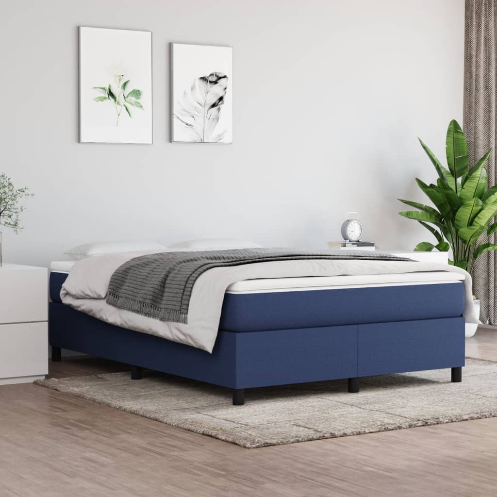 Okvir za krevet s oprugom plavi 140 x 190 cm od tkanine