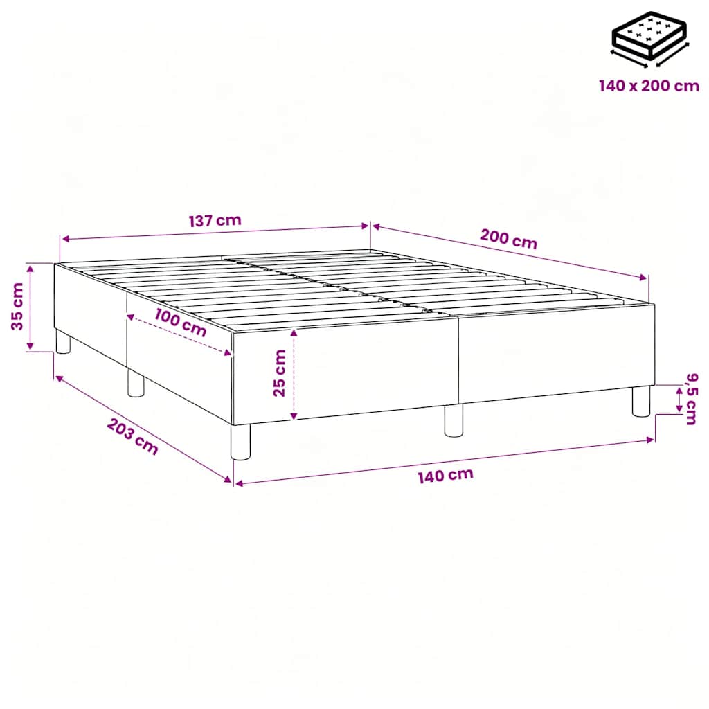 Okvir za krevet s oprugom zeleni 140 x 200 cm od tkanine