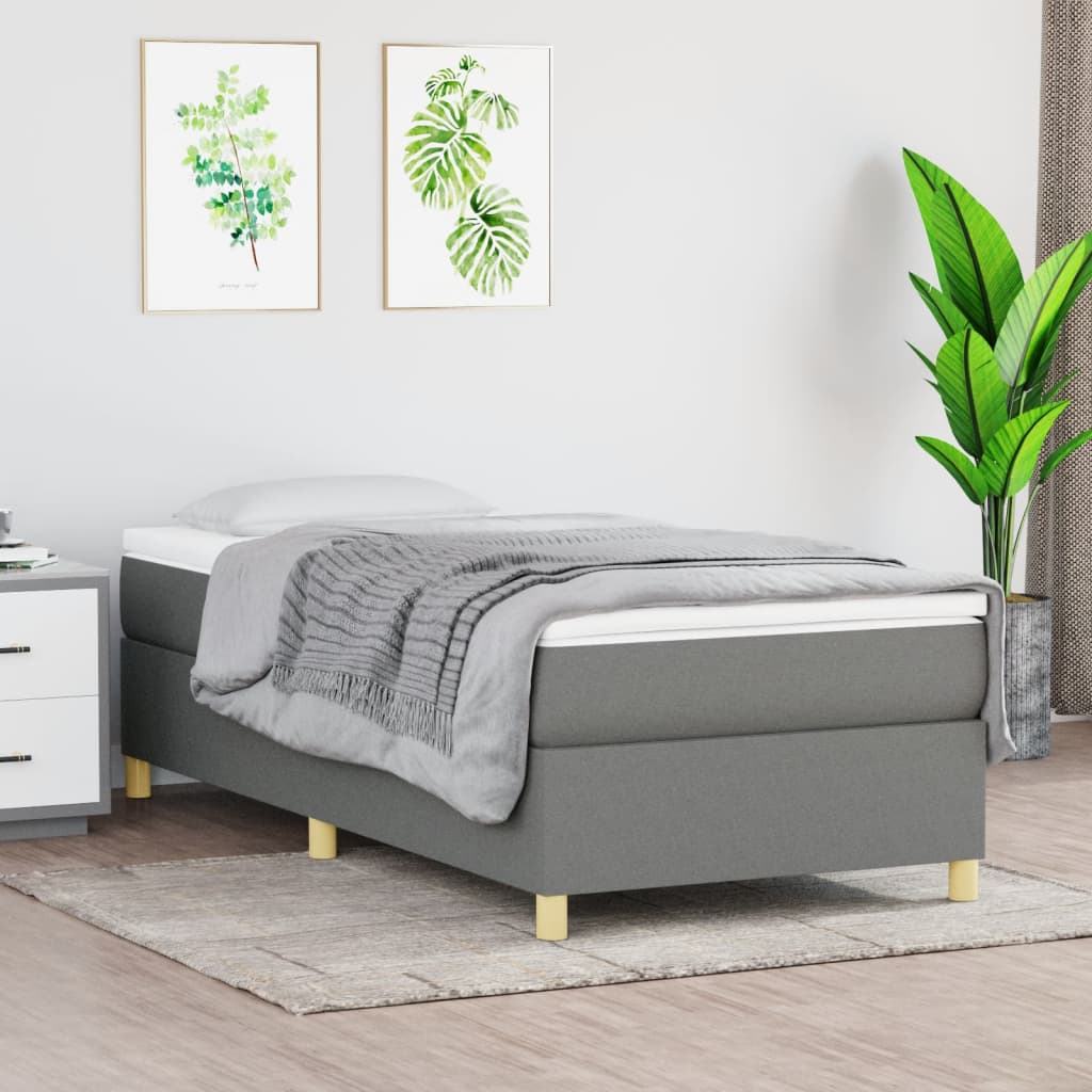 Okvir za krevet s oprugom tamnosivi 80x200 cm od tkanine